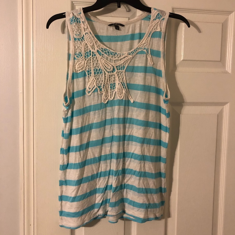 Off white and light blue tank top